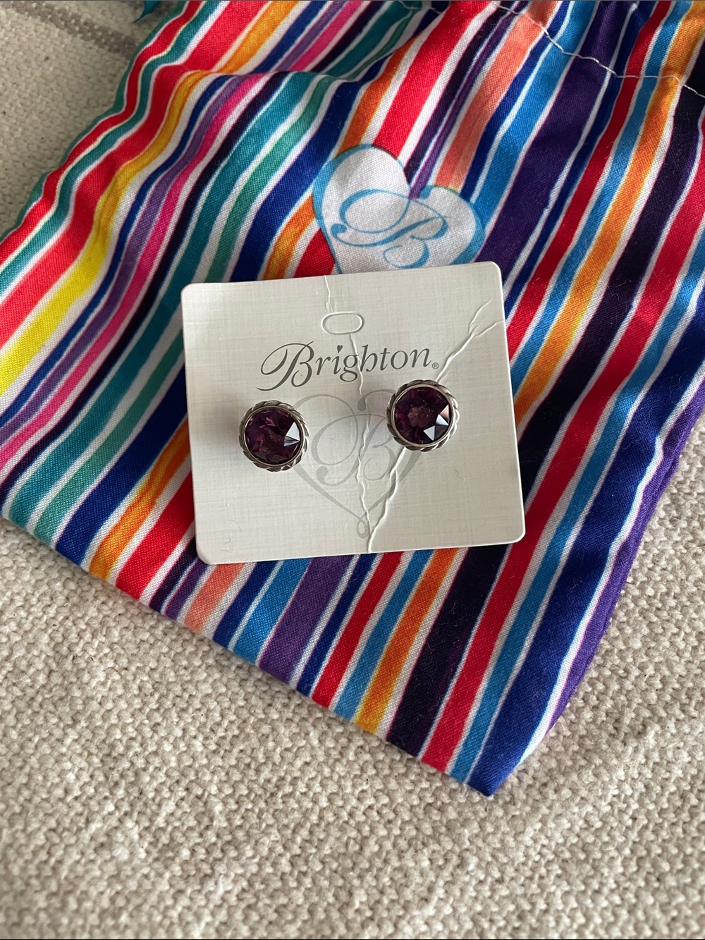 Brighton Purple Crystal Stud Earrings